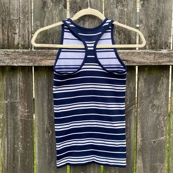 Athleta Navy Ribbed Striped Racerback Tank | XS - Picture 3 of 3